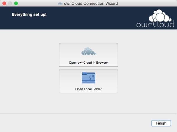 OwnCloud Setup the OS X App - Finished