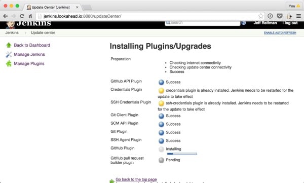 Jenkins Plugin Installer Status