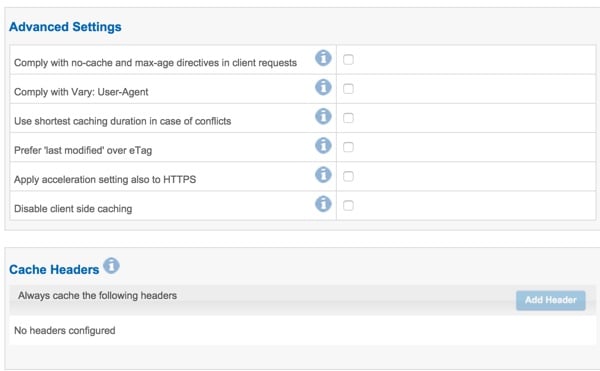 Incapsula Caching Advanced Settings
