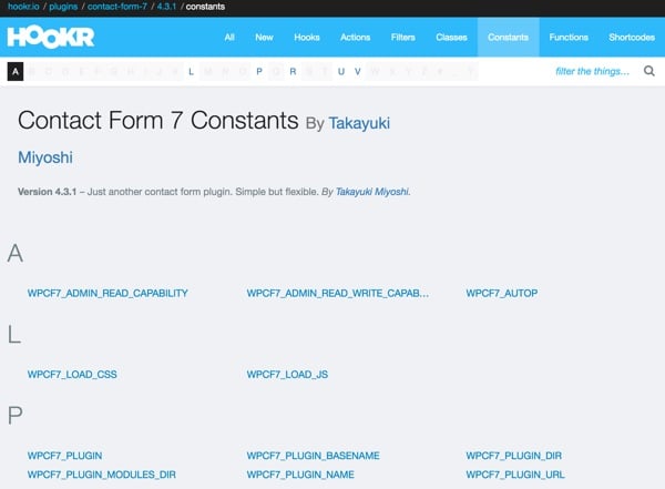 Hookr WordPress Plugin - Contact Form 7 Constants