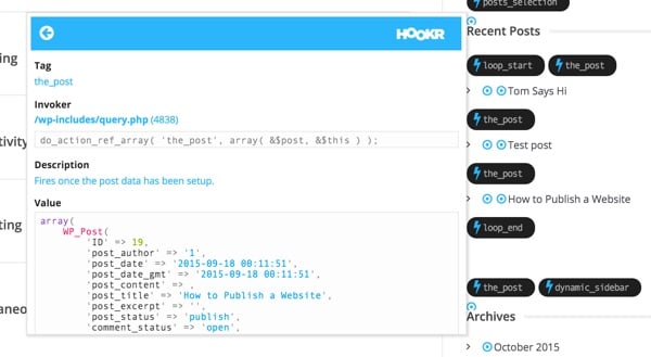 Hookr WordPress Plugin - More details on the_post