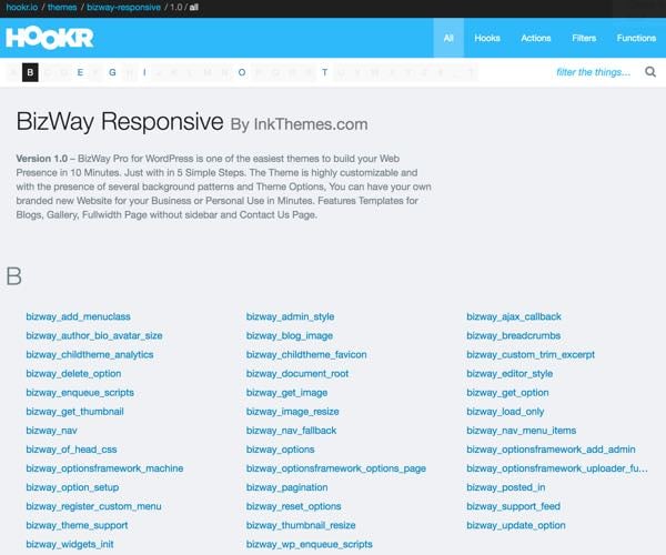 Hookr WordPress Plugin - BizWay Responsive Theme All References