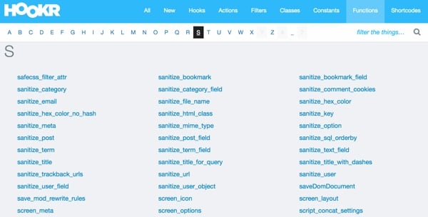 Hookr WordPress Plugin - WordPress Core Functions
