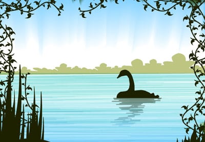 Create a Pen Tool Free Swan Silhouette Swamp Scene in Adobe Illustrator
