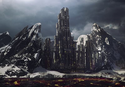 Crear una fortaleza de montaña utilizando técnicas de pintura mate en Photoshop