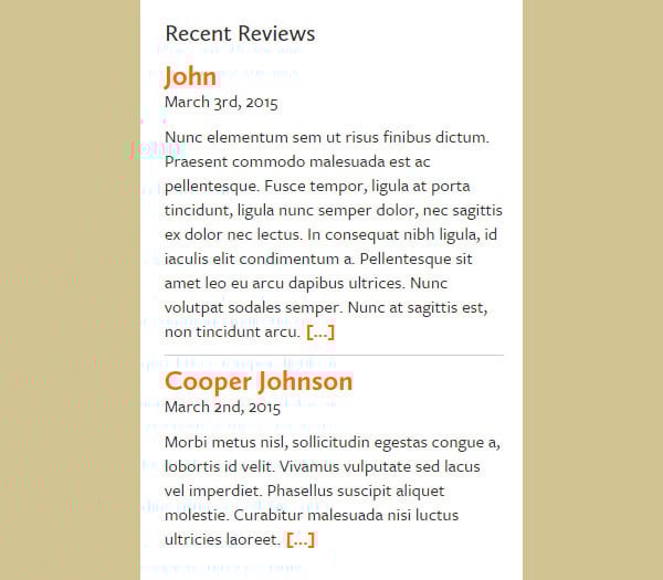 Reviews widget using the Special Recent Posts plugin