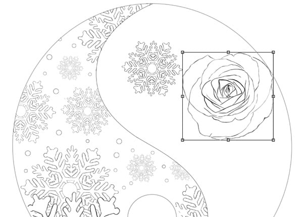 Place the First Rose with the Free Transform Tool