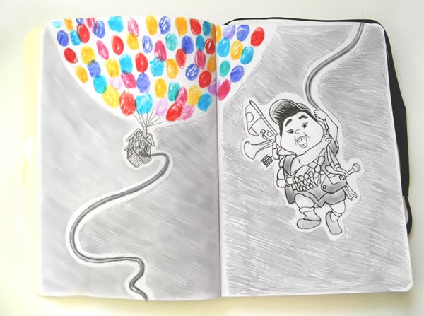 Sketchbook Journal Art Using Fingerprint Stamping by Melody Nieves