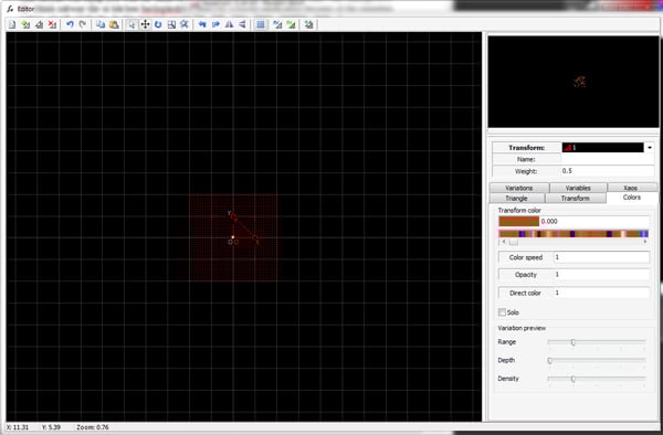 Initial setup of the transform