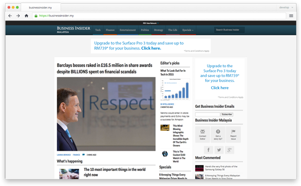 Front-end development project for Business Insider Malaysia