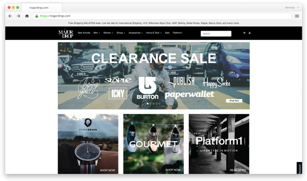 Front-end design and development project for Major Drop
