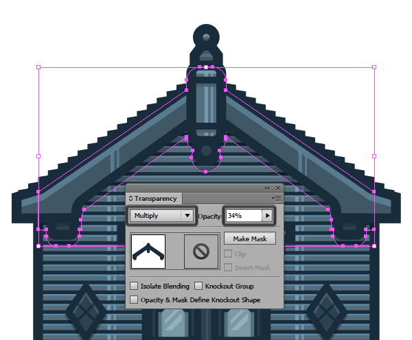 adding the shadow underneath the roof