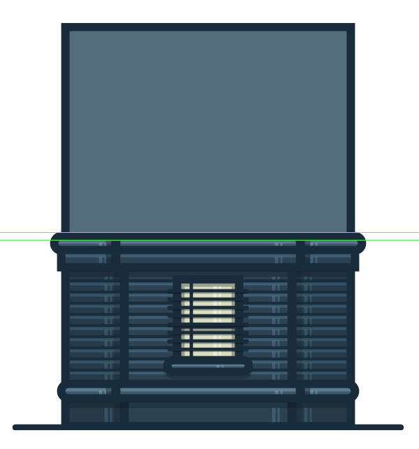 positioning the base shapes for the middle section of the house