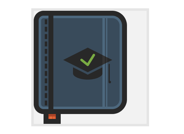 adding the graduation hat onto the notebook icon