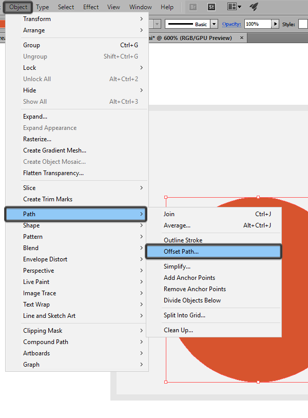 creating the medal icons main shape outline using the offset path tool
