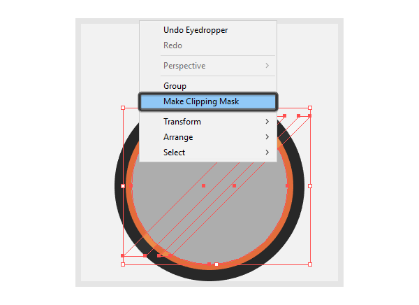 creating a clipping mask to hide the outfacing sections of the diagonal highlights