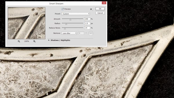 Adjusting image sharpness on a computer
