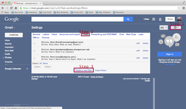 Gmail filters