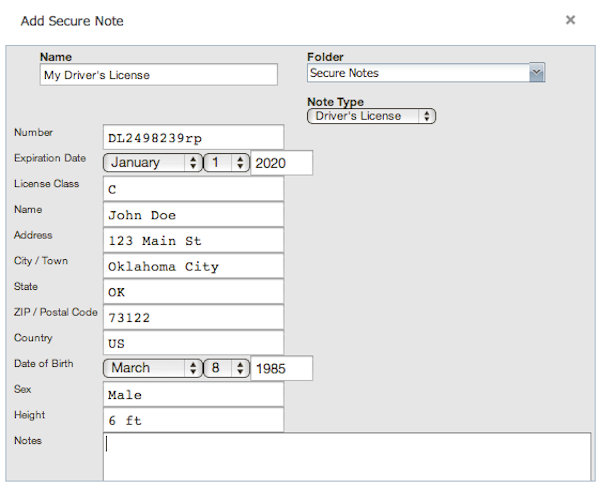 Sharing a Secure Note in LastPass