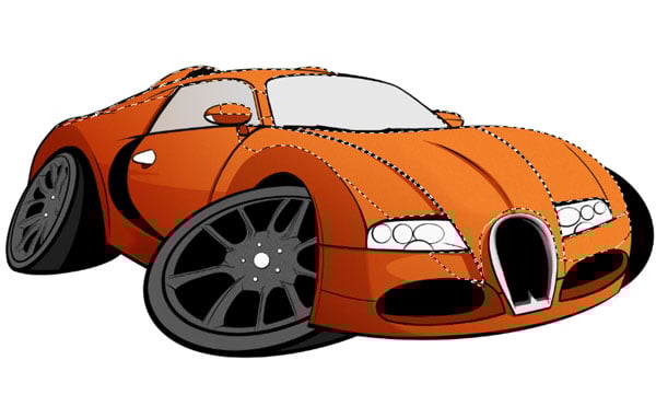 Also like our shadows select the body of the car first of all then de-select areas of the car where our light source WILL NOT fall using the lasso tool