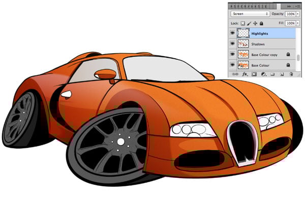 Like our shadows it is best if we create a whole new layer for our highlights Make sure it is labelled correctly and you have set the layer to screen