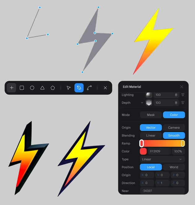 Draw a lightning bold with Pen Tool