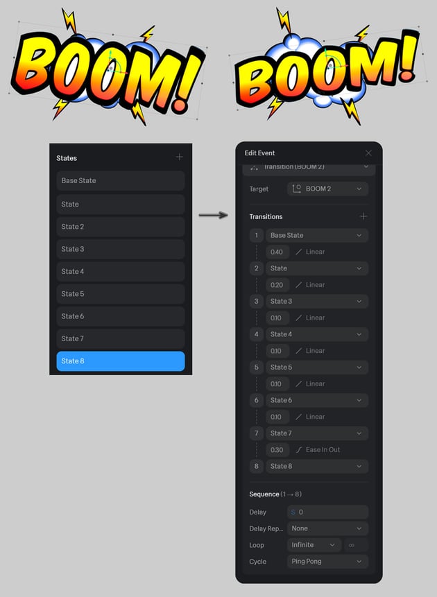 Add more states and animate the text