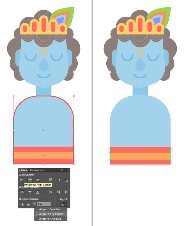 Align the stripes to the body