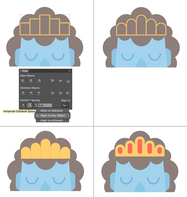 create a crown from a group of rectangles