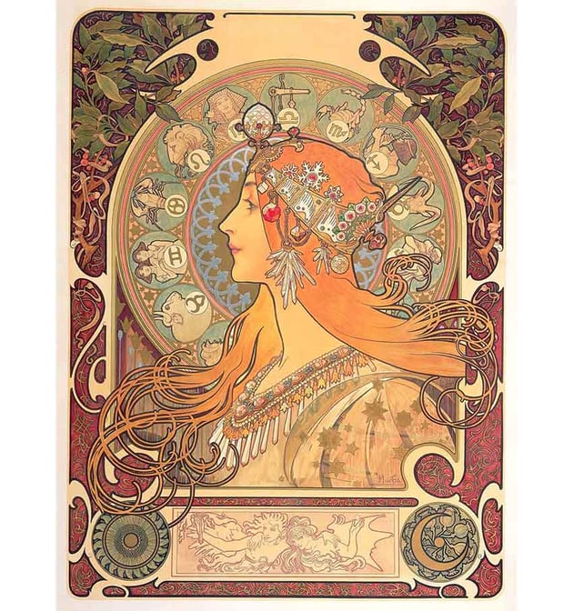 'Zodiac calendar for La Plume (1897)' by Alphonse Mucha (Credit: Wikipedia)