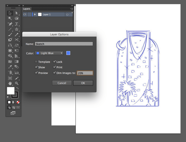 adobe illustrator new layer options sketch lock dim images