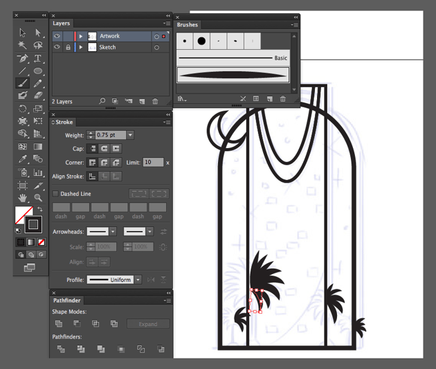 adobe illustrator paintbrush tool custom artbrush palm trees kingdom center