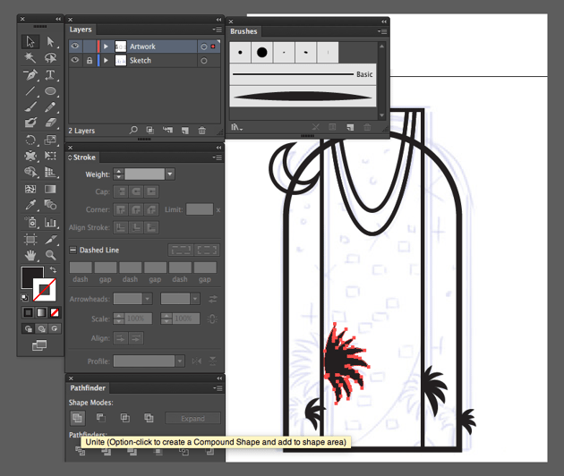 object expand shape brushes untie compund shape palm trees pathfinder panel