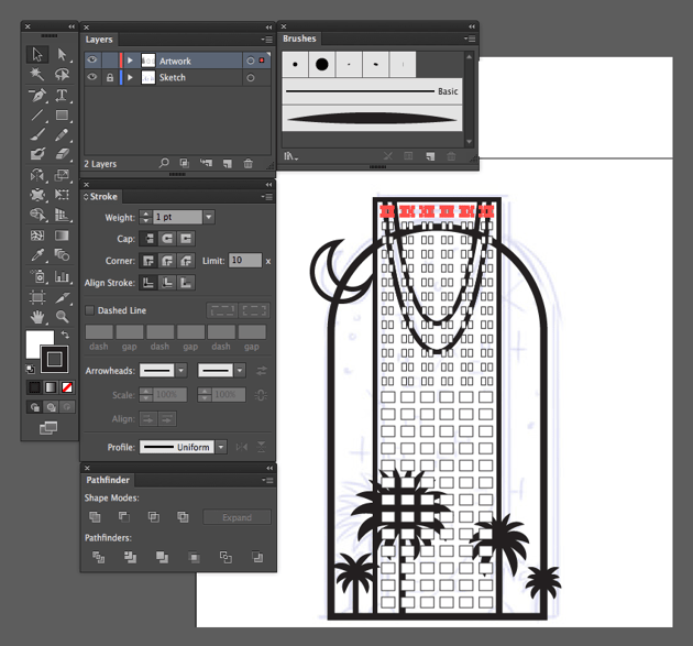 adobe illustrator action repeat duplicate windows tower skyscraper