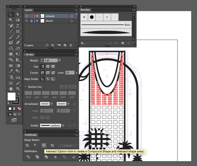 adobe illustrator copy paste in front shape modes intersect pathfinders panel shape windows Kingdom centre