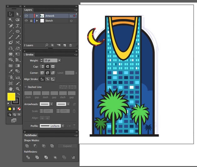 adobe illustrator stroke tool moon scale crescent fill round cap round join