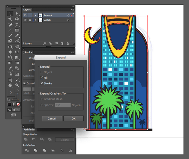 adobe illustrator object expand strokes illustration kingdom centre 