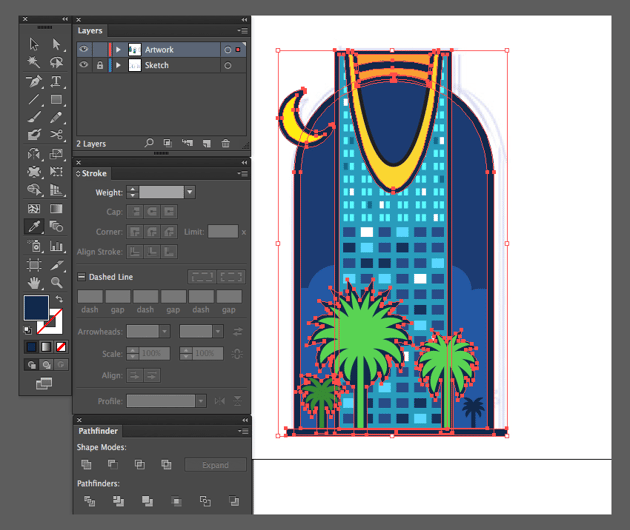 adobe illustrator select same fill color give dark shade blue icon outline