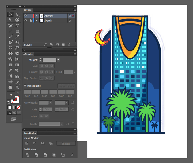 adobe illustrator moon fill and border scale shift hold 
