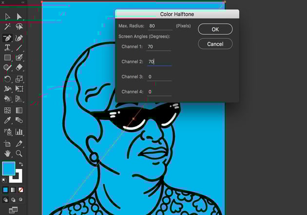 Create Color Halftone Effect thru Pixelate Effect