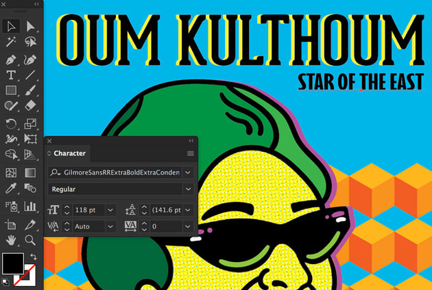 Use Type Tool for text and Character Panel to set Font Size 