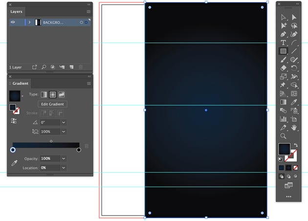 open gradient panel apply radial gradient rectangle tool 
