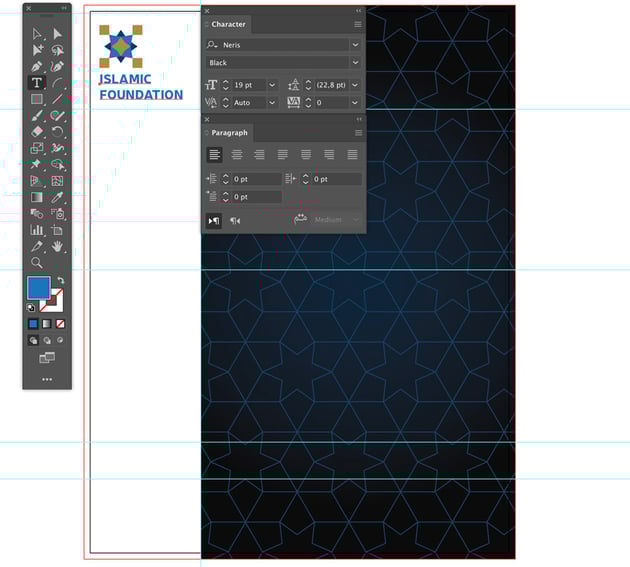 open character paragraph panel set font type font size leading alignment paragraph direction