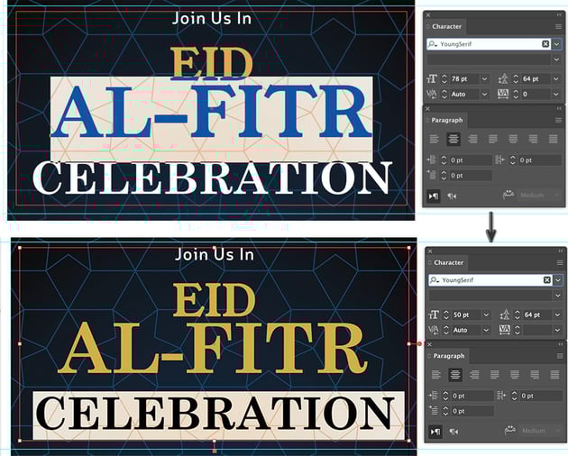 how to add text font style font size and leading tracking color
