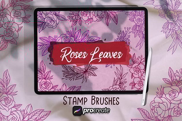 Procreate rose stamp brushset from envato elements