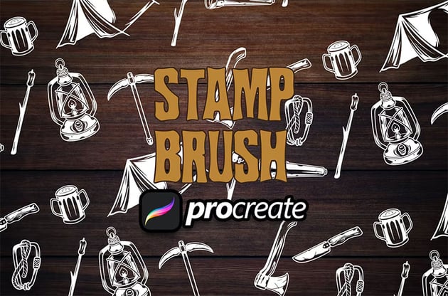 Camp Tool elements nature brush stamp for Procreate from envato elements