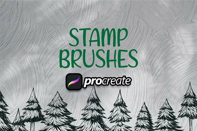 Procreate pine tree brush stamp procreate