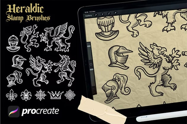 Procreate heraldic stamp brushes from envato elements