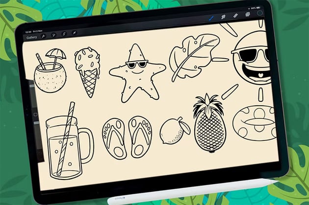 Procrete summer brush stamps from envato Elements
