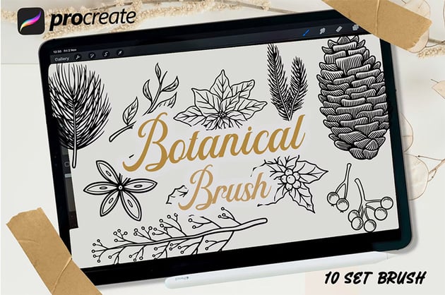 Procreeate botanical Brushset from envato elements